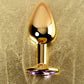 Metal by TOYFA  Anal Plug, Metal, altın, mor kristalli, 7 cm, Ø 2,8 cm, 50 g