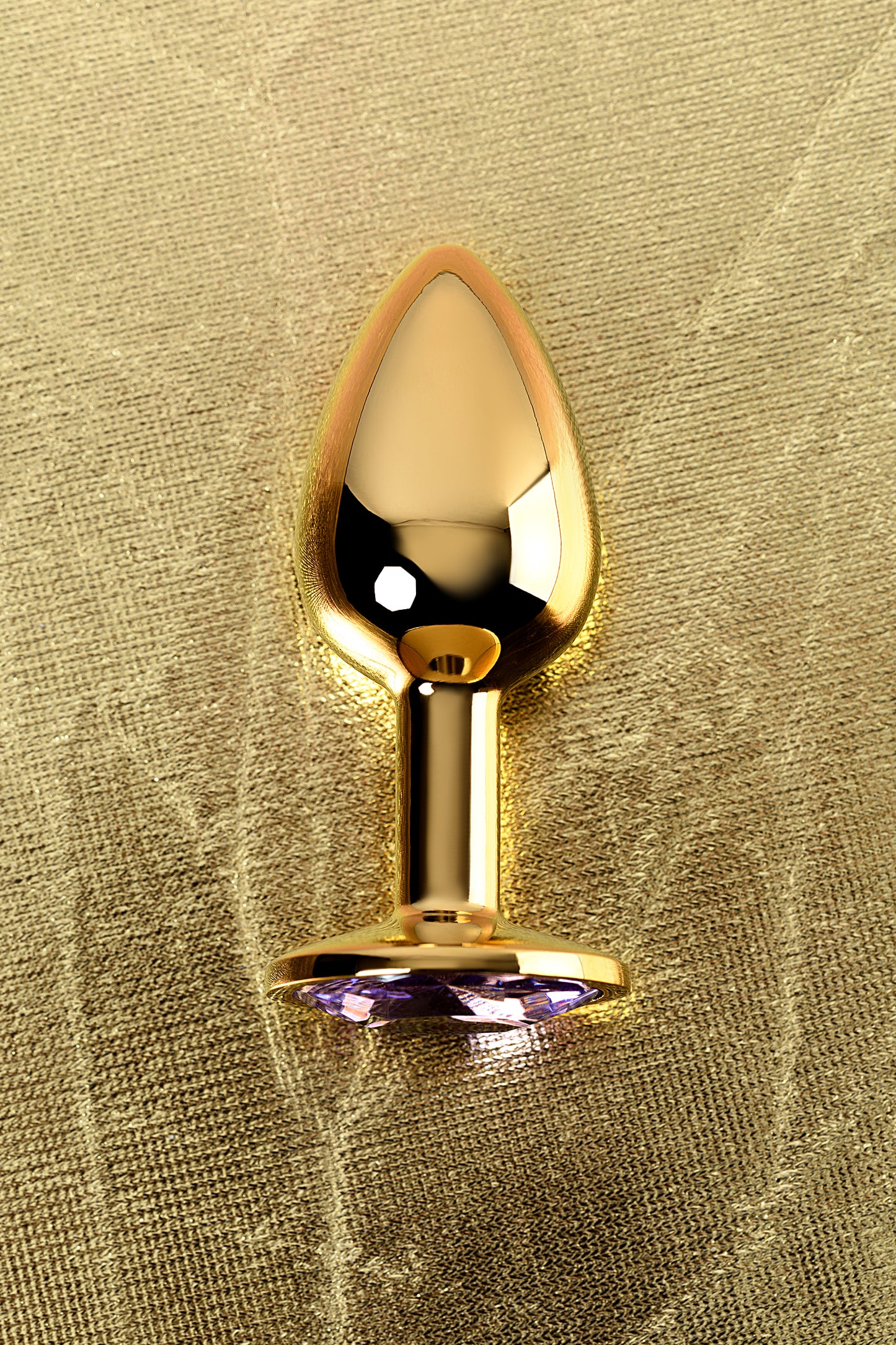 Metal by TOYFA  Anal Plug, Metal, altın, mor kristalli, 7 cm, Ø 2,8 cm, 50 g