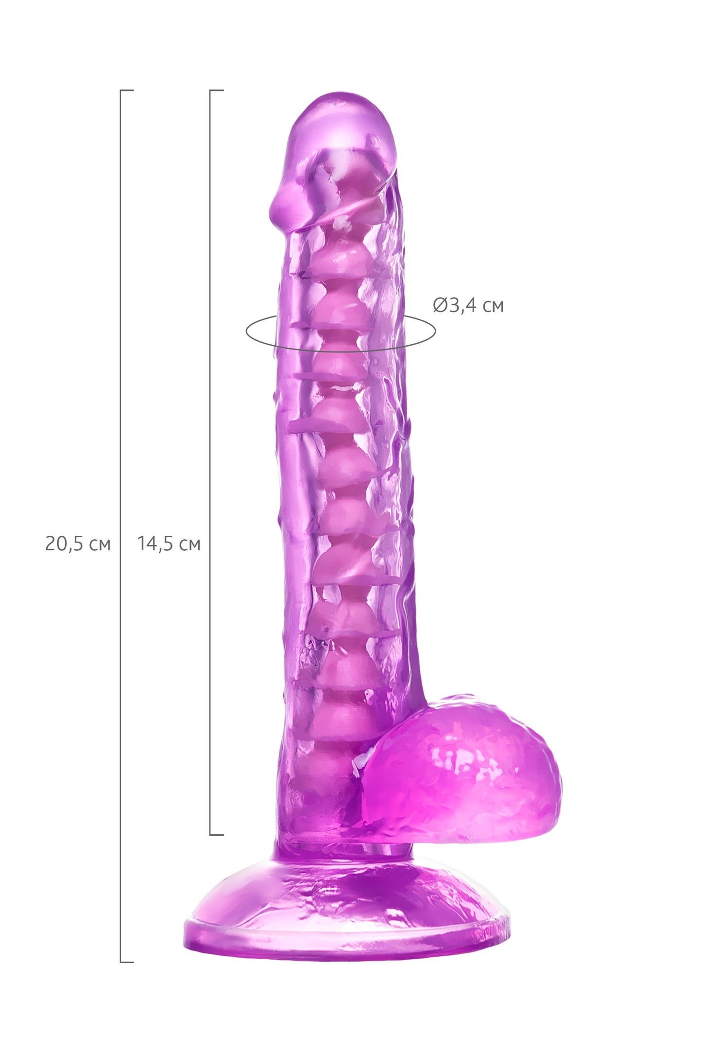 A-Toys by TOYFA Jel Dildo Celiam, TPE, mor, 20,5 cm
