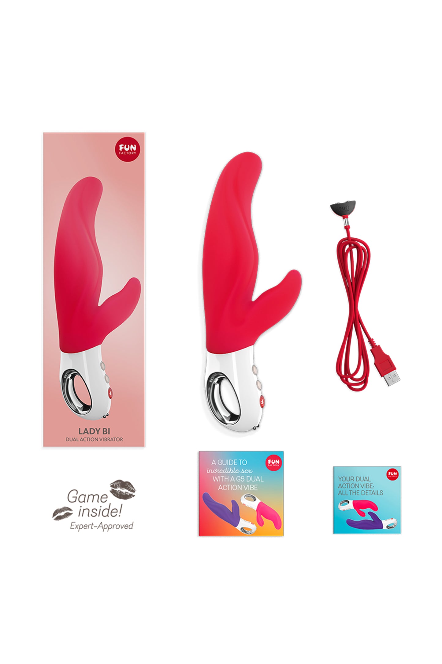Fun Factory LADY Bİ Vibratör, silikon, kırmızı, 22 cm