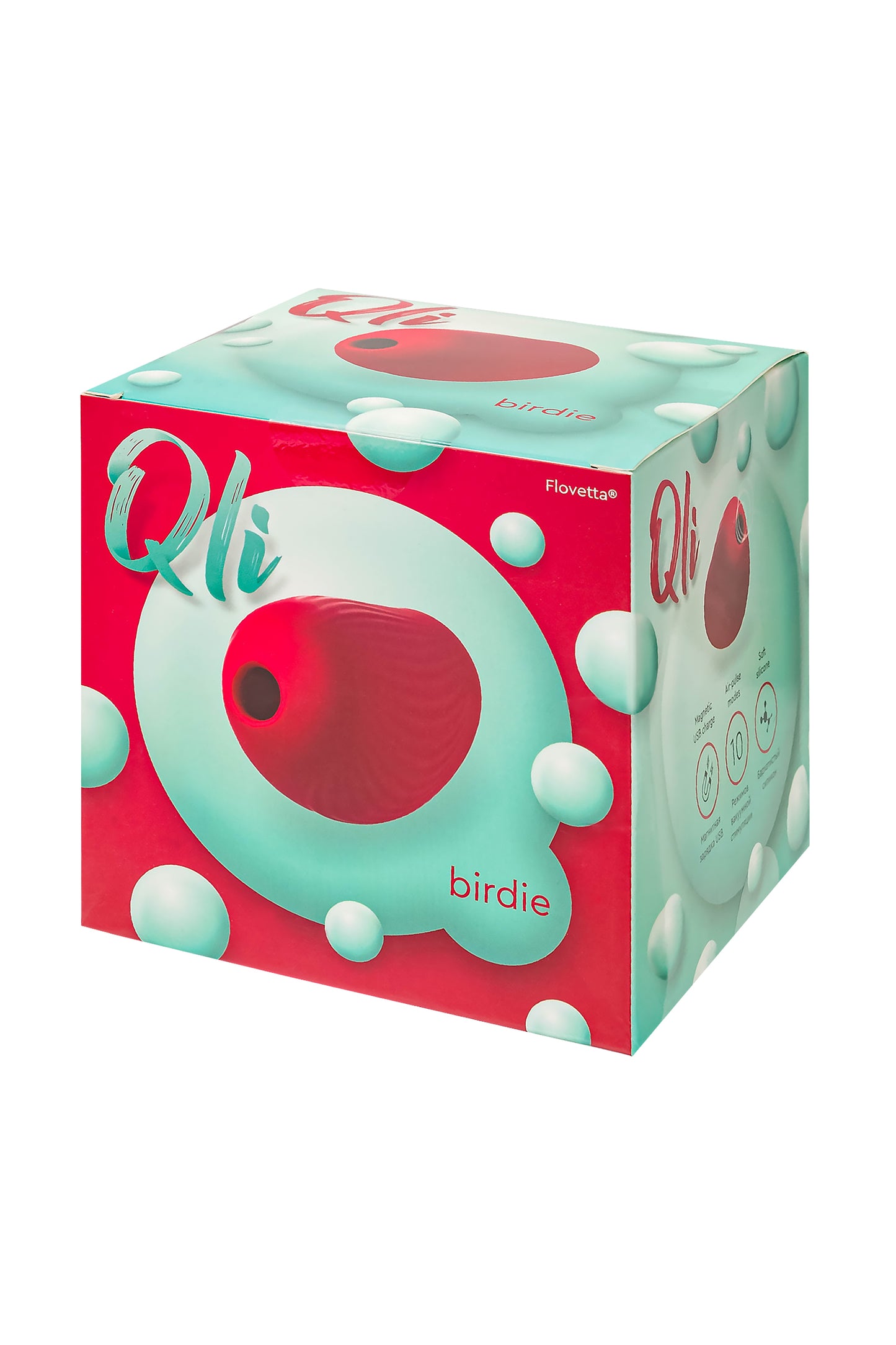 Qli by Flovetta Birdie'den vakum dalgası klitoral uyarıcı, silikon, kırmızı, 6,3 cm