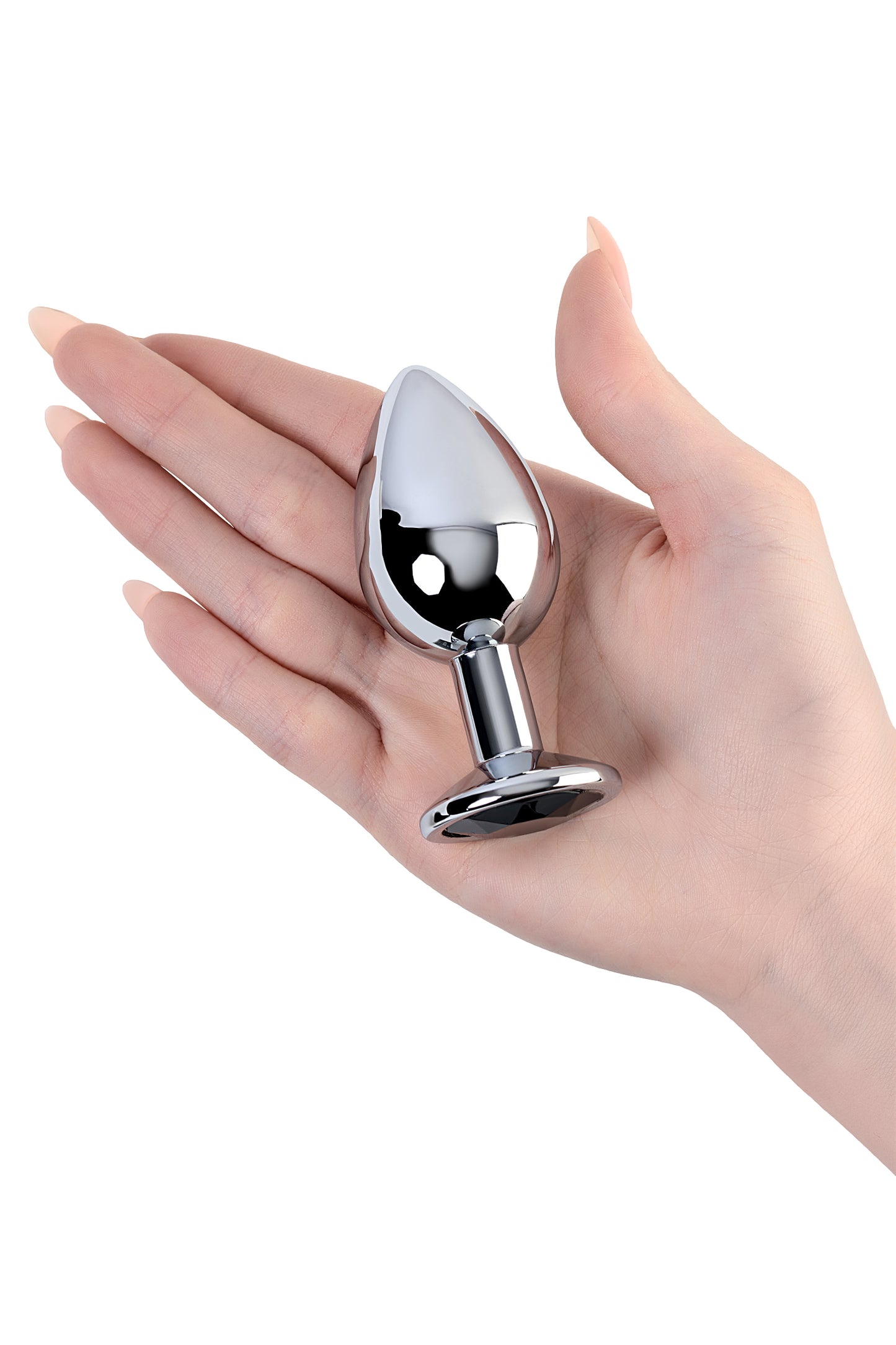 Metal by TOYFA Anal Plug, Metal, gümüş, siyah kristalli, 8,1 cm, Ø 3,4 cm
