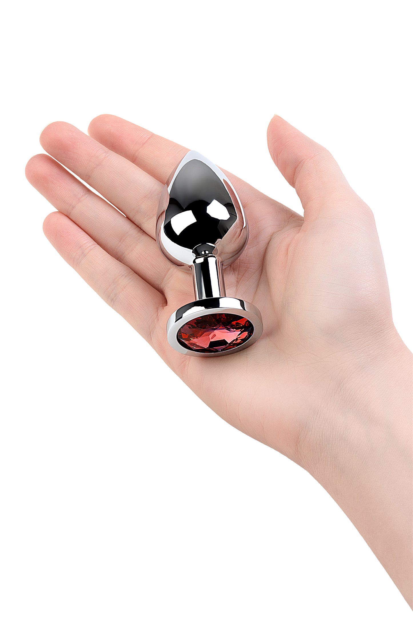 Metal by TOYFA Anal Plug, Metal, gümüş, kırmızı kristalli, 8 cm, Ø 3,4 cm, 85 g