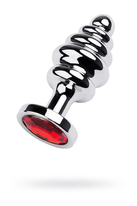 Metal by TOYFA Anal Plug, Metal, gümüş, kırmızı kristalli, 8 cm, Ø 3,5 cm, 95 g