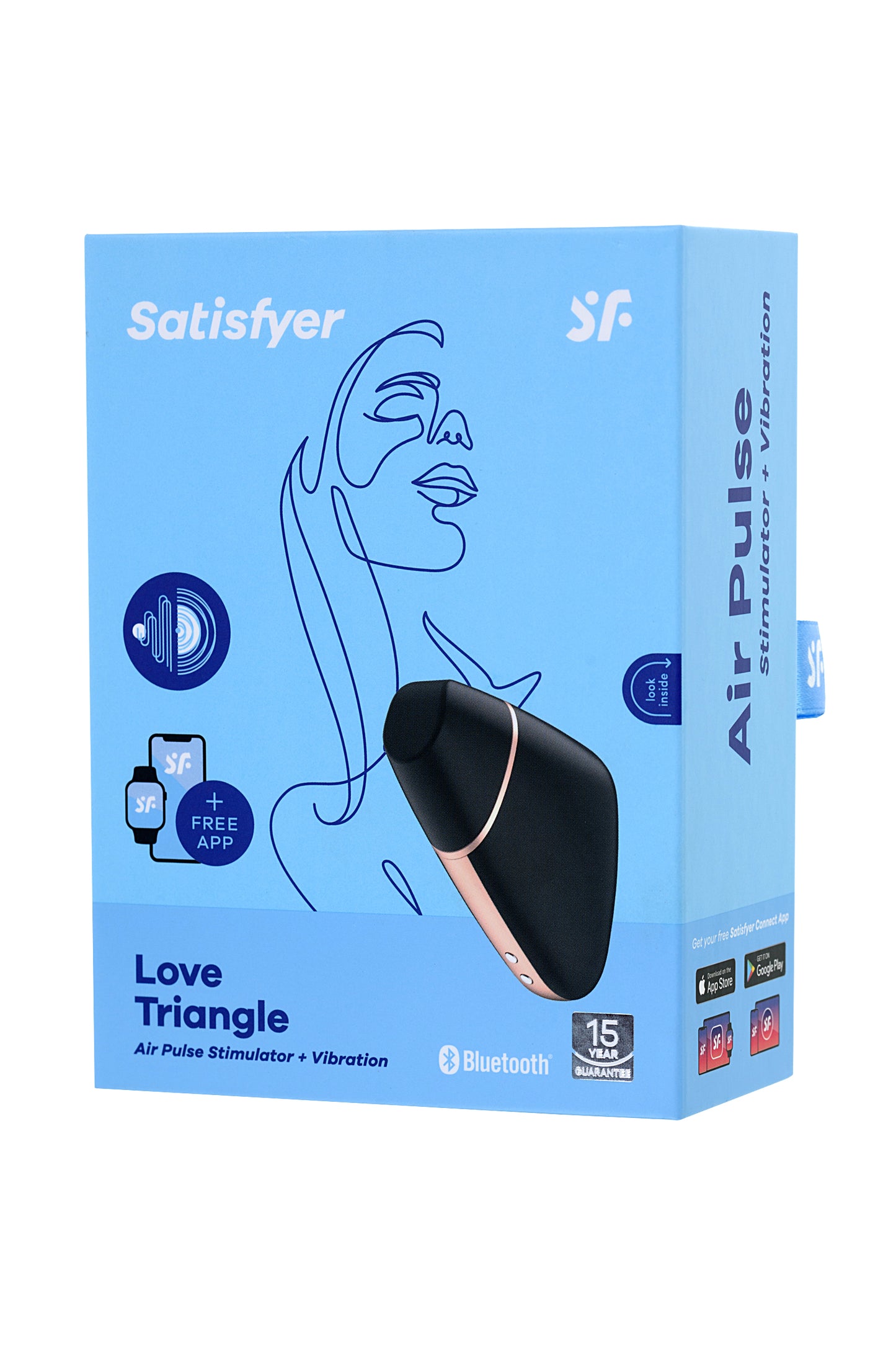 Satisfyer Love Triangle Vakum Dalgası Klitoral Stimülatör, Silikon, Siyah, 8,8 cm