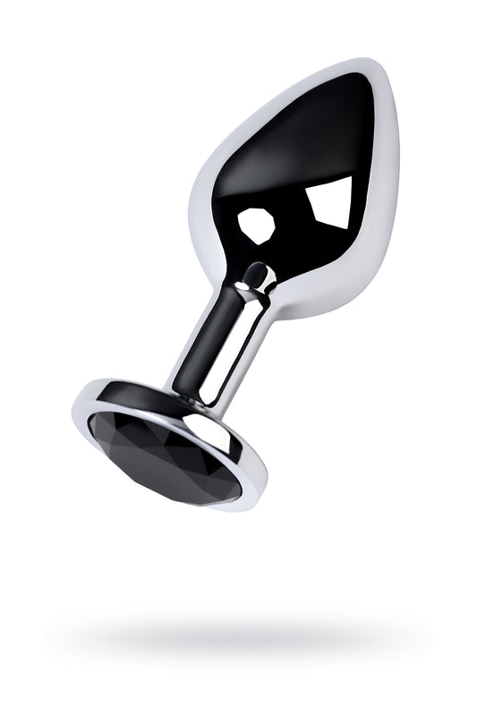 Metal by TOYFA Anal Plug, Metal, gümüş, siyah kristalli, 8 cm, Ø 3,4 cm, 85 g