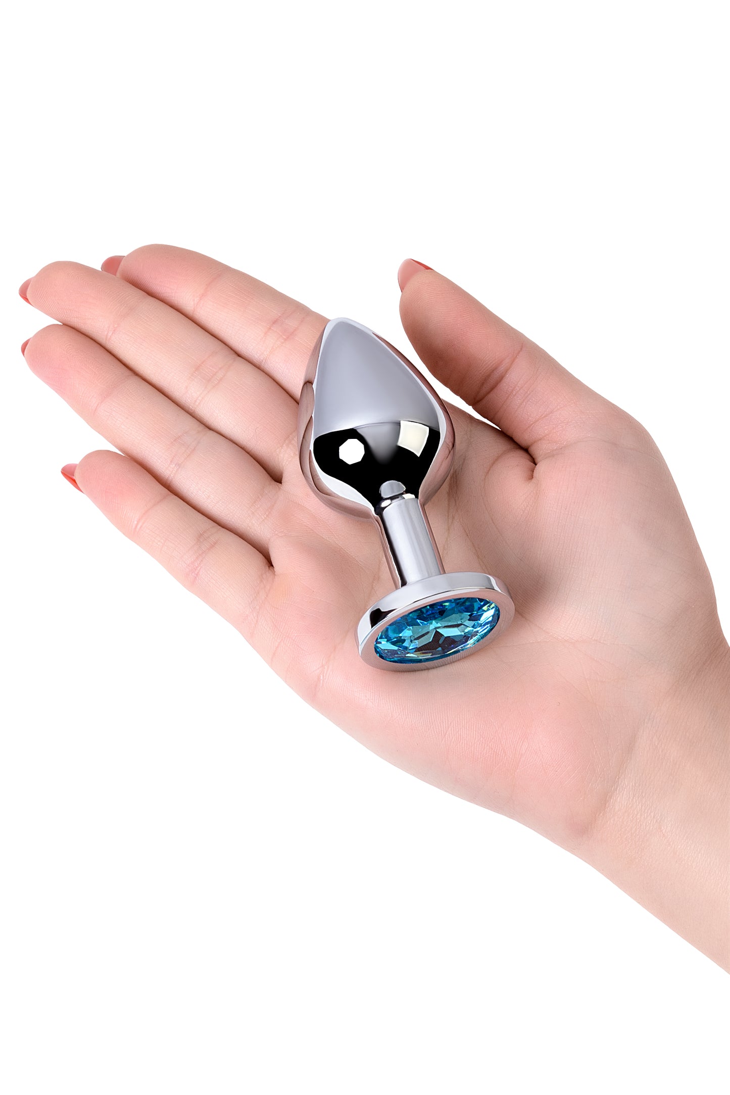 Metal by TOYFA Anal Plug, Metal, gümüş, mavi kristalli, 8 cm, Ø 3,4 cm, 85 g