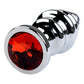 Metal by TOYFA Anal Plug, Metal, gümüş, kırmızı kristalli, 8 cm, Ø 3,5 cm, 95 g