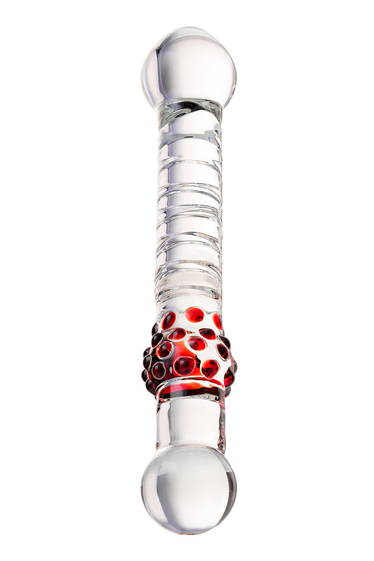 Sexus Glass Çift Taraflı Cam Dildo, Şeffaf, 22 cm