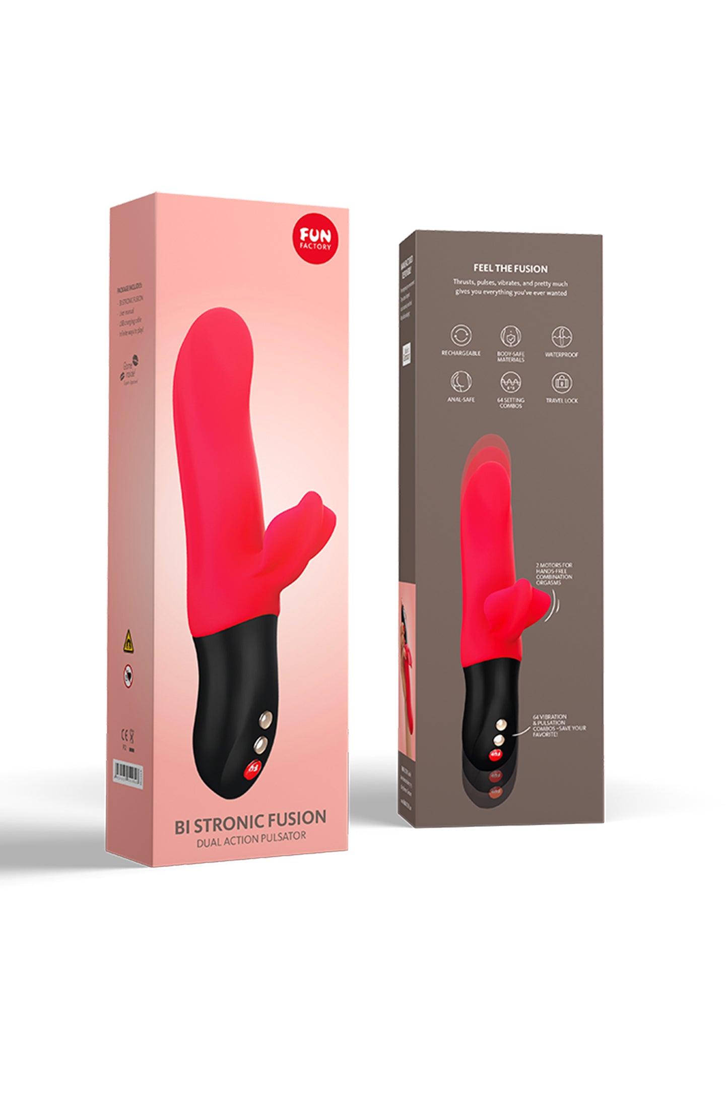 Fun Factory Bİ STRONİC FUSİON Vibratör, silikon, kırmızı, 22 cm