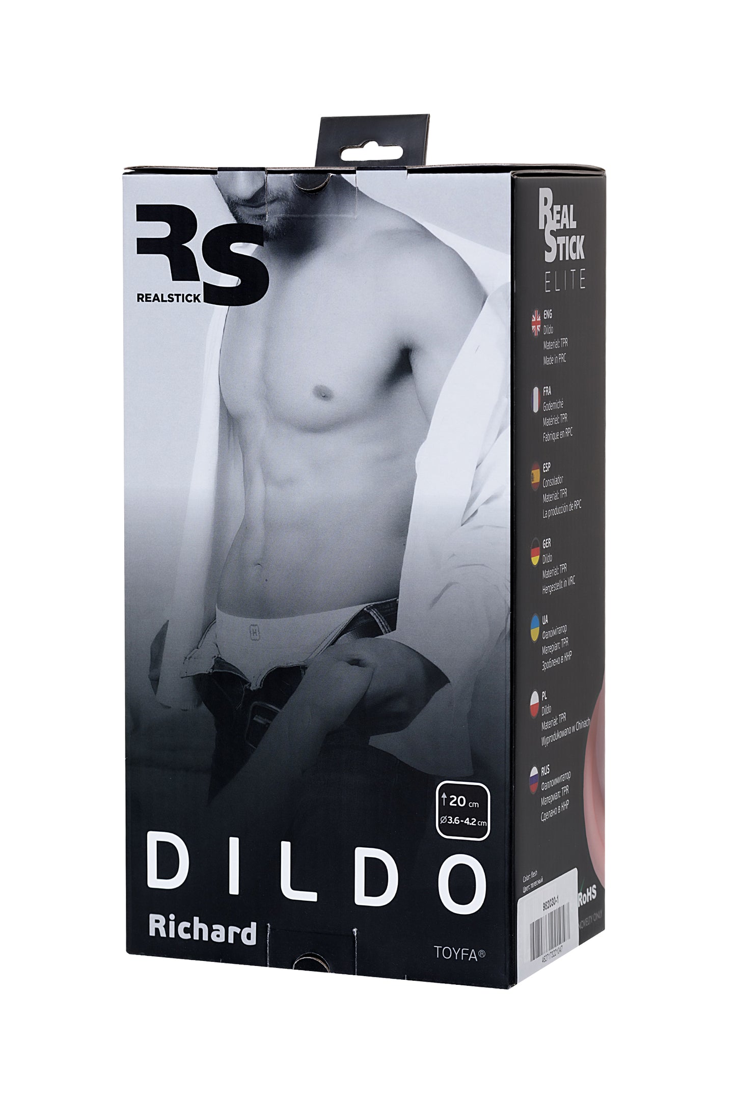 RealStick Elite Richard gerçekçi yapay penis, TPR, çıplak, 20 cm