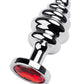 Metal by TOYFA Anal Plug, Metal, gümüş, kırmızı kristalli, 8 cm, Ø 3,5 cm, 95 g