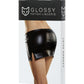 Glossy CAMREN Deri Mini Etek,Wetlook , Siyah, L