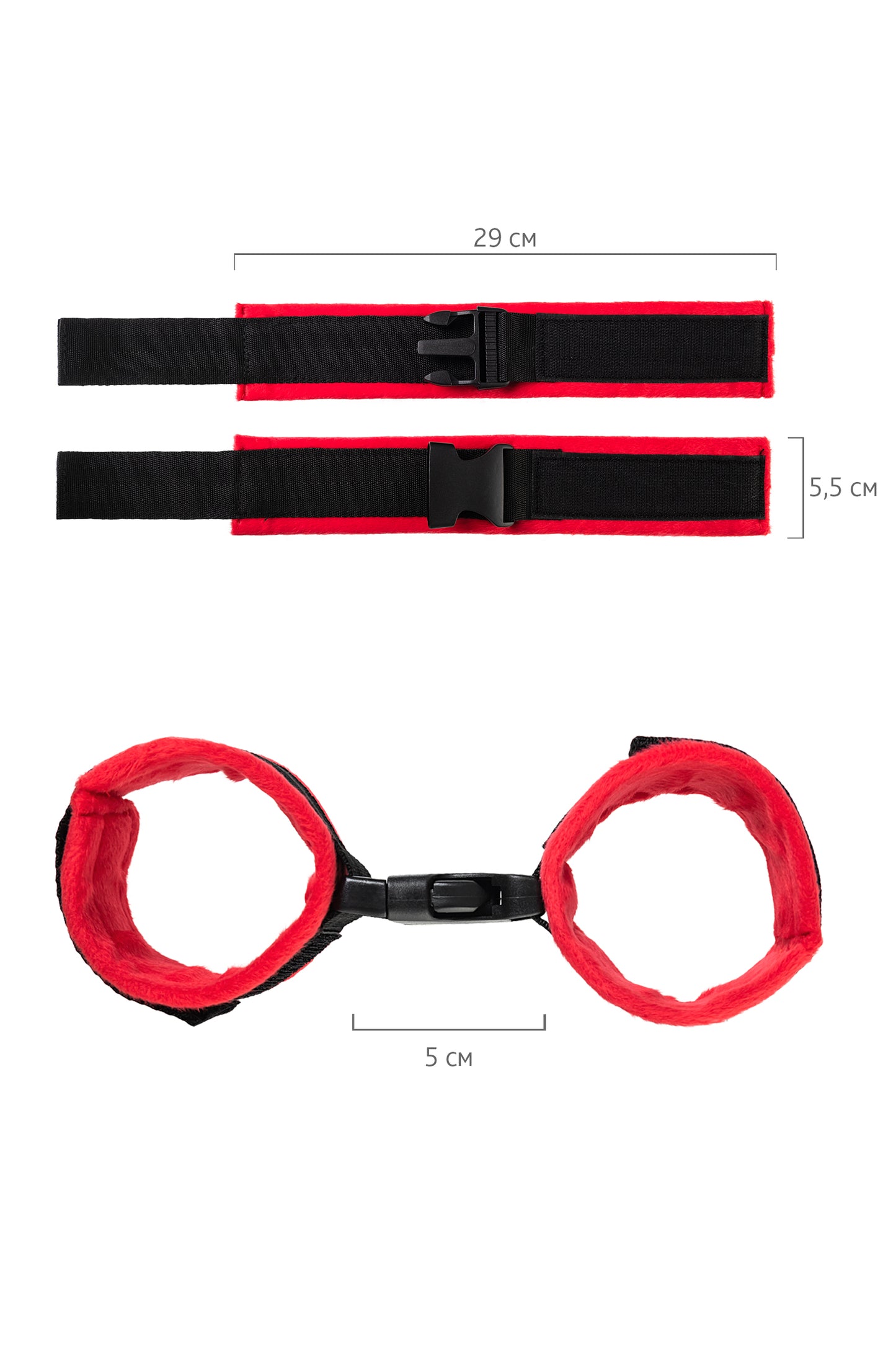 Anonymo BDSM Ayak Kelepçe #0156, kadife, kırmızı, 29 cm