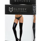 Glossy LOTİS Deri Jartyer Çorobı, Wetlook , siyah, XL