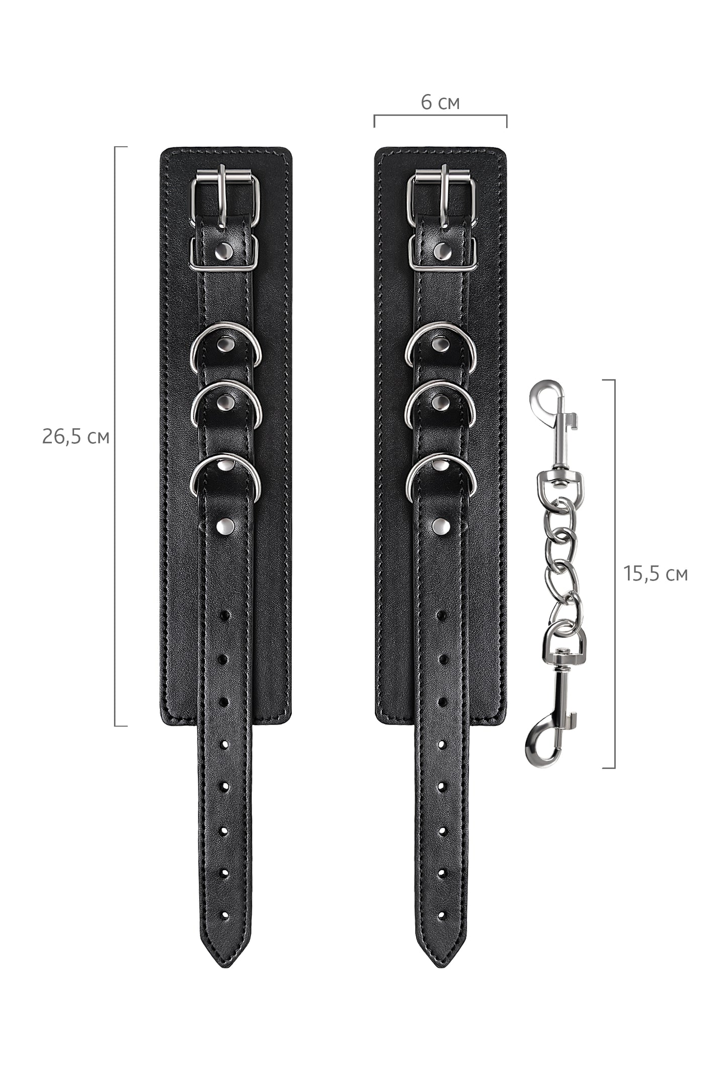 Anonymo BDSM Ayak Kelepçe #0153, PU deri, siyah, 26,5 cm