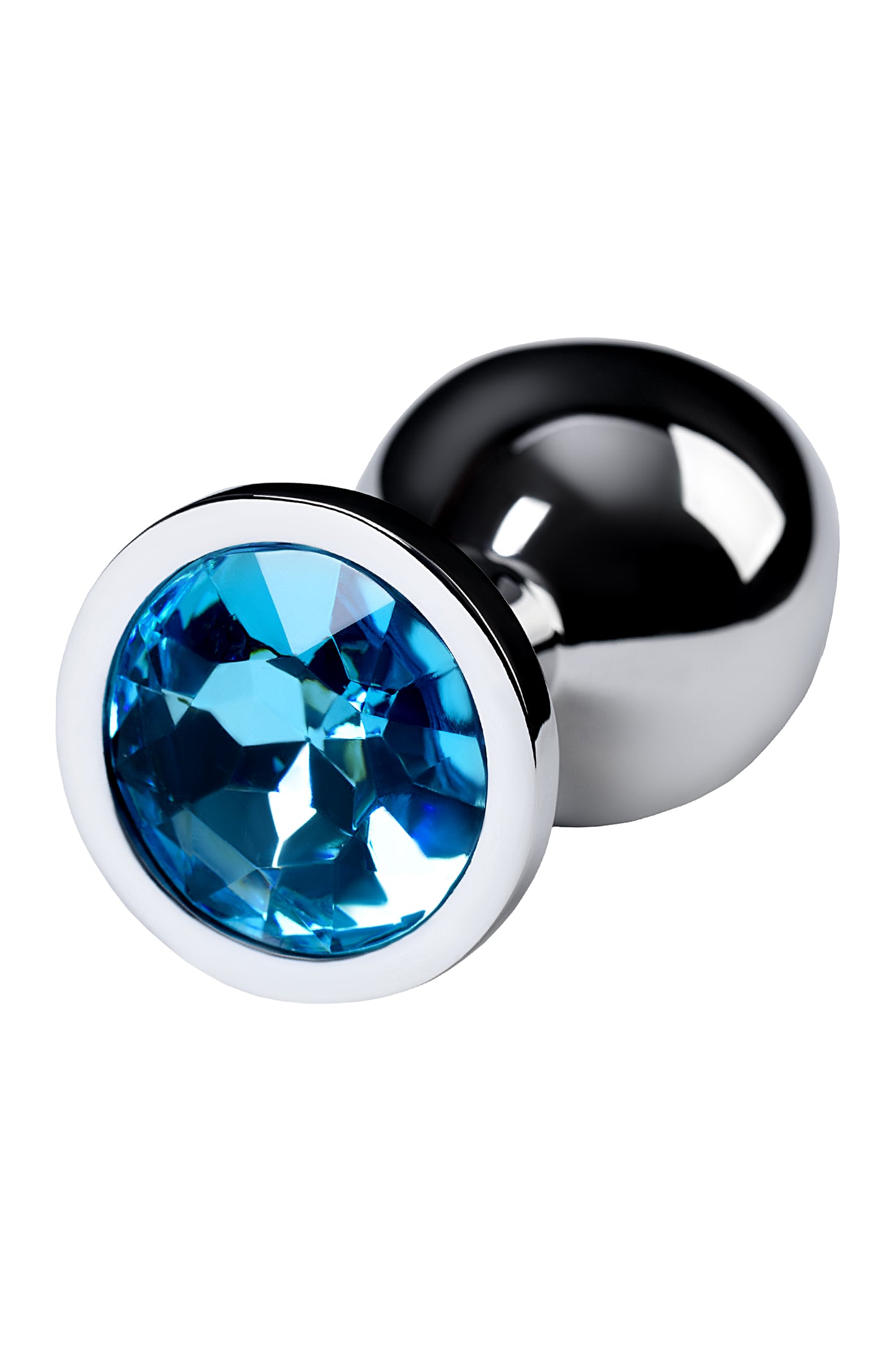 Metal by TOYFA Anal Plug, Metal, gümüş, mavi kristalli, 8 cm, Ø 3,4 cm, 85 g