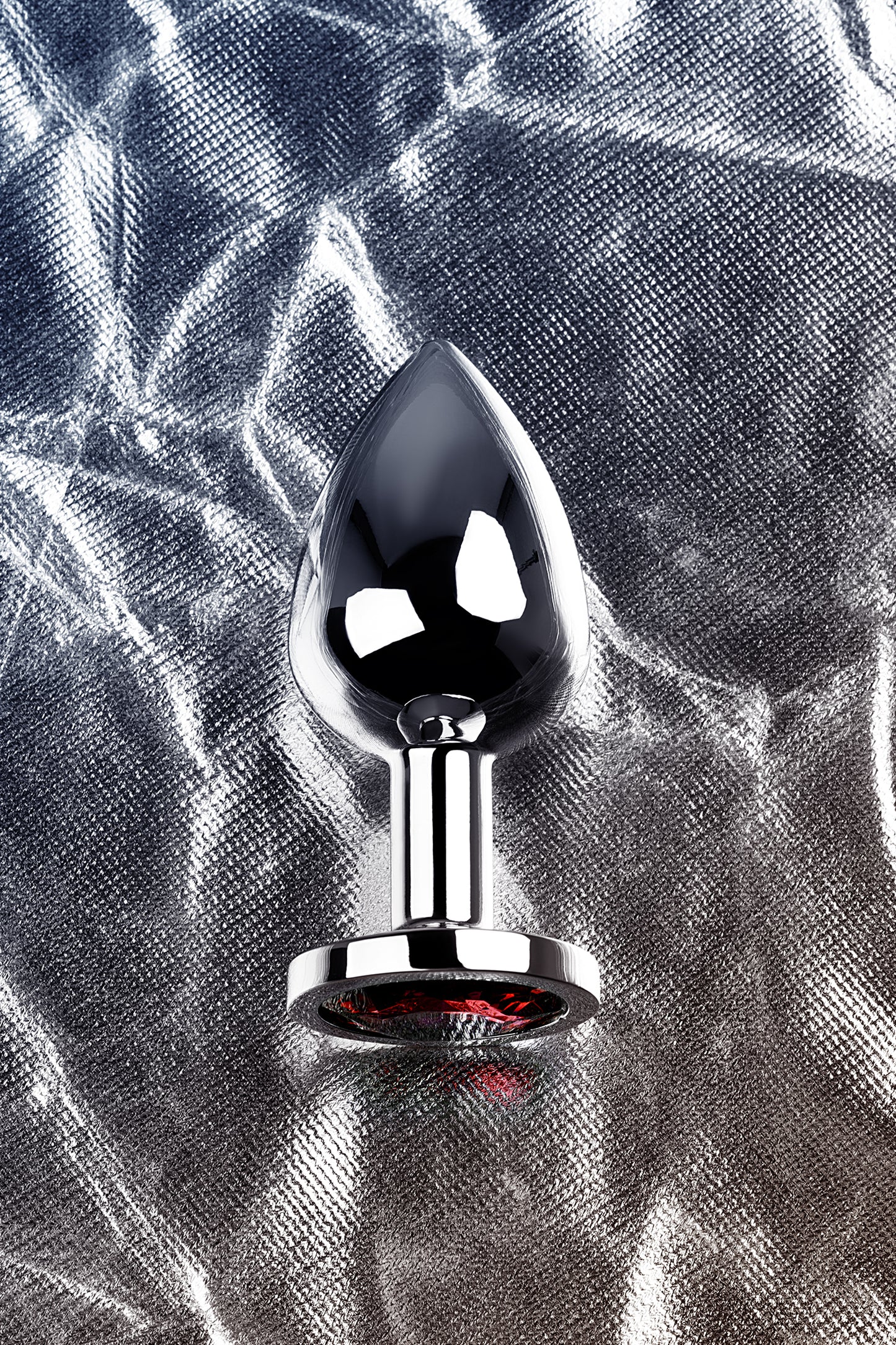 Metal by TOYFA Anal Plug, Metal, gümüş, kırmızı kristalli, 8 cm, Ø 3,4 cm, 85 g