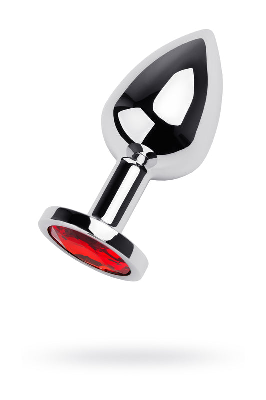 Metal by TOYFA Anal Plug, Metal, gümüş, kırmızı kristalli, 8 cm, Ø 3,4 cm, 85 g