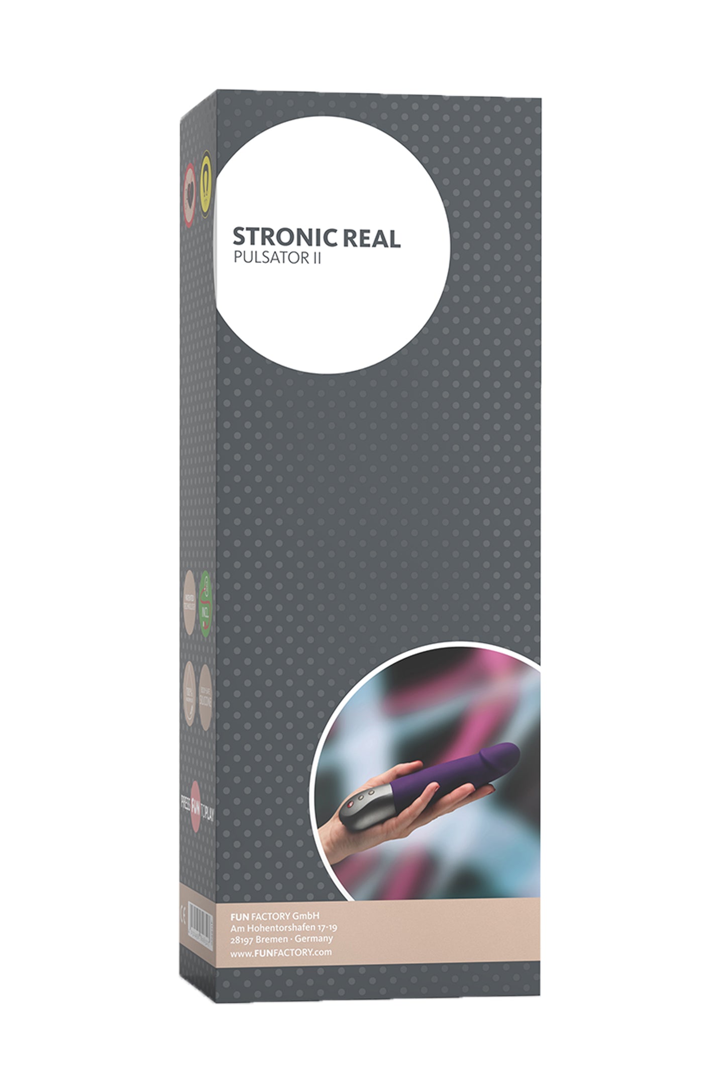 Fun Factory STRONİC REAL Vibratör, silikon, mor, 20,8 cm