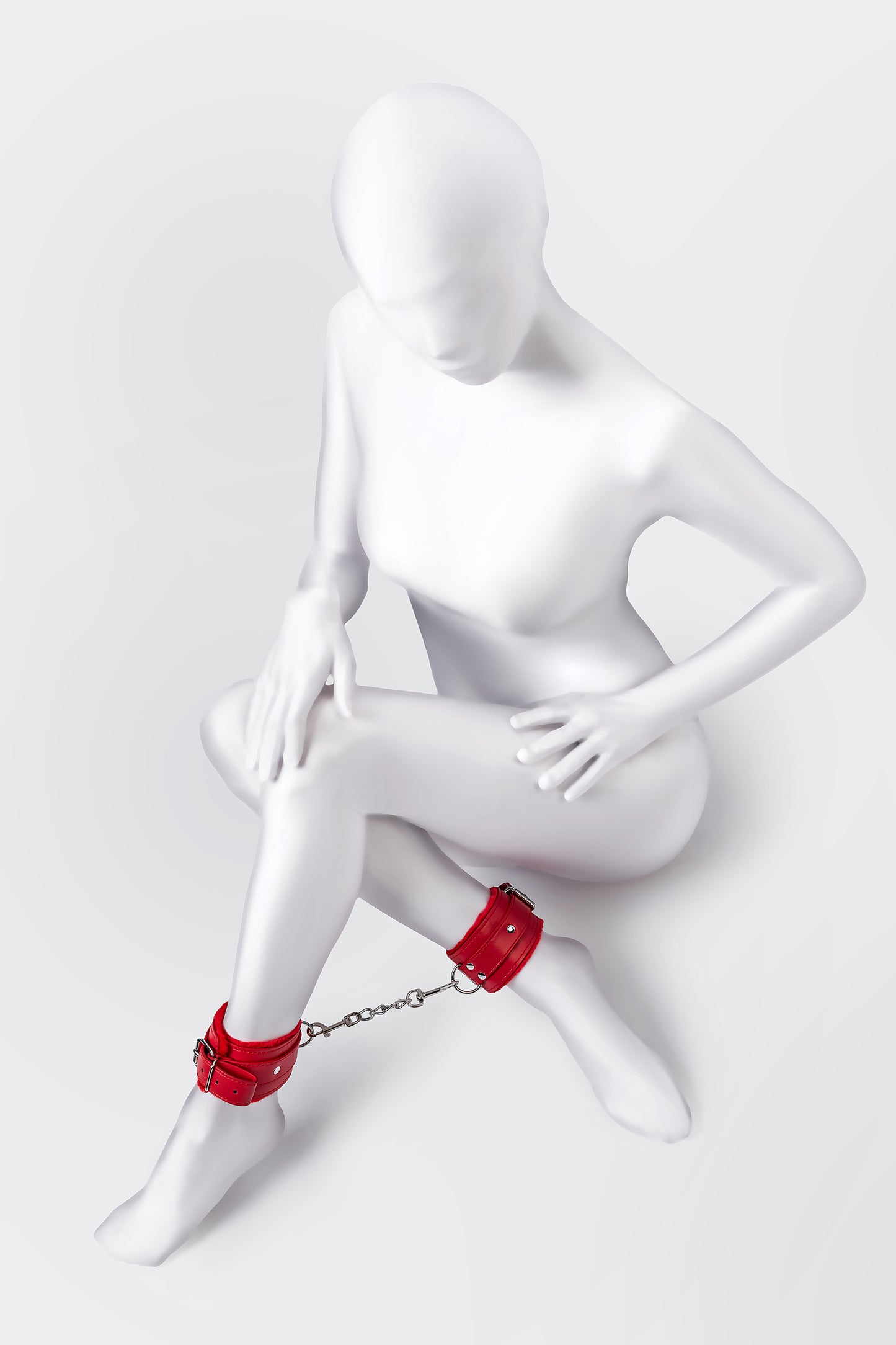 Anonymo BDSM Ayak Kelepçe #0155 , PU deri, kırmızı, 27 cm