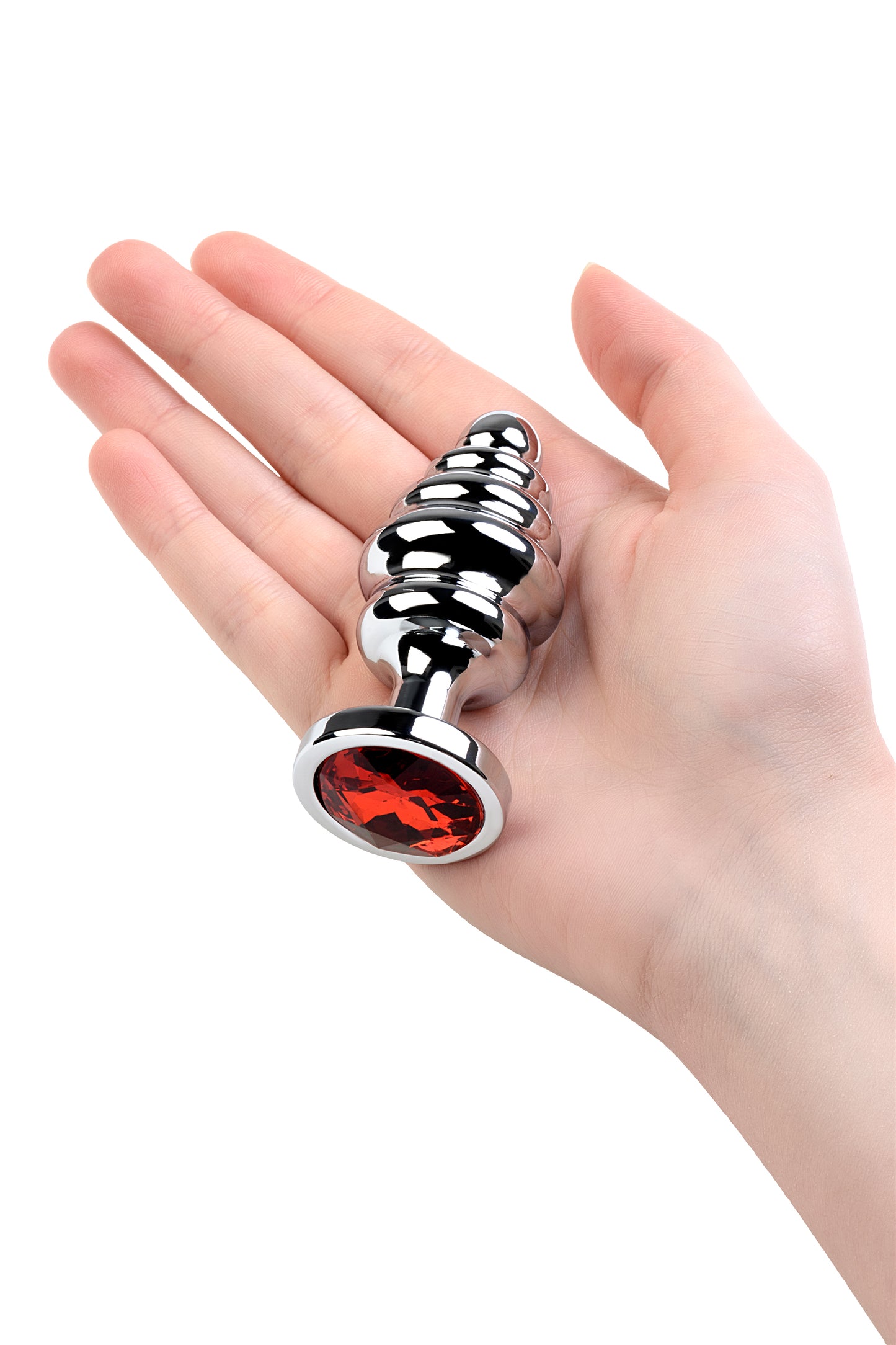 Metal by TOYFA Anal Plug, Metal, gümüş, kırmızı kristalli, 8 cm, Ø 3,5 cm, 95 g