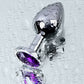 Metal by TOYFA Anal Plug, Metal, gümüş, mor kristalli, 8 cm, Ø 3,4 cm, 85 g