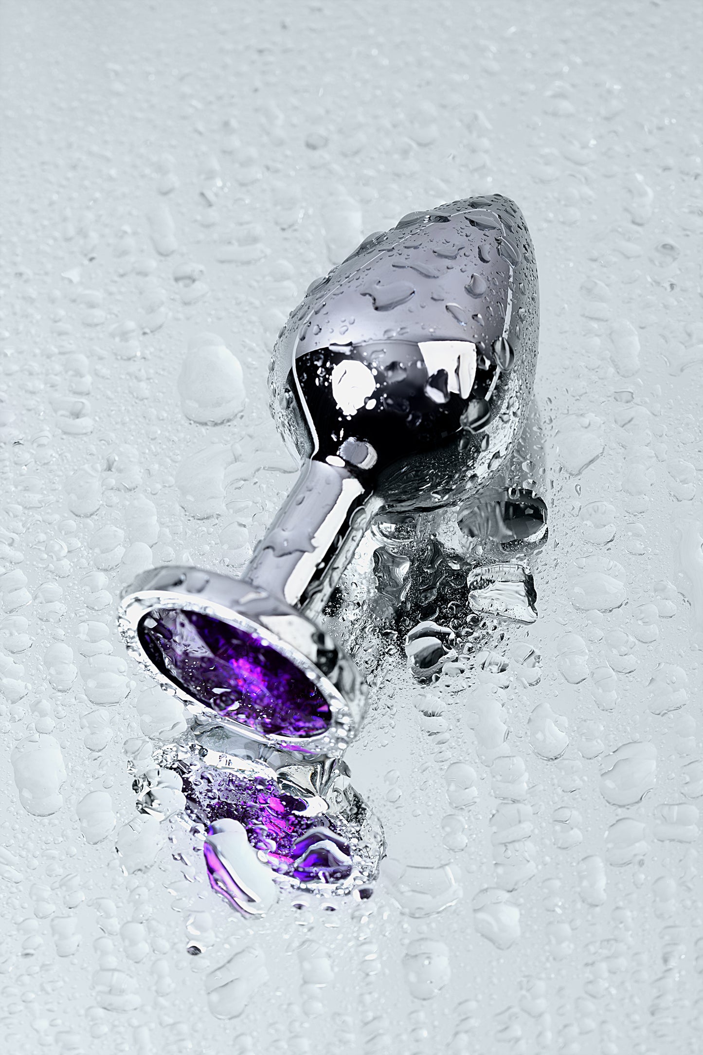 Metal by TOYFA Anal Plug, Metal, gümüş, mor kristalli, 8 cm, Ø 3,4 cm, 85 g