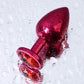 Metal Toyfa Anal Plug Metal, metal, kırmızı, kırmızı kristalli, 8,2 cm, Ø3,4 cm, 85 g