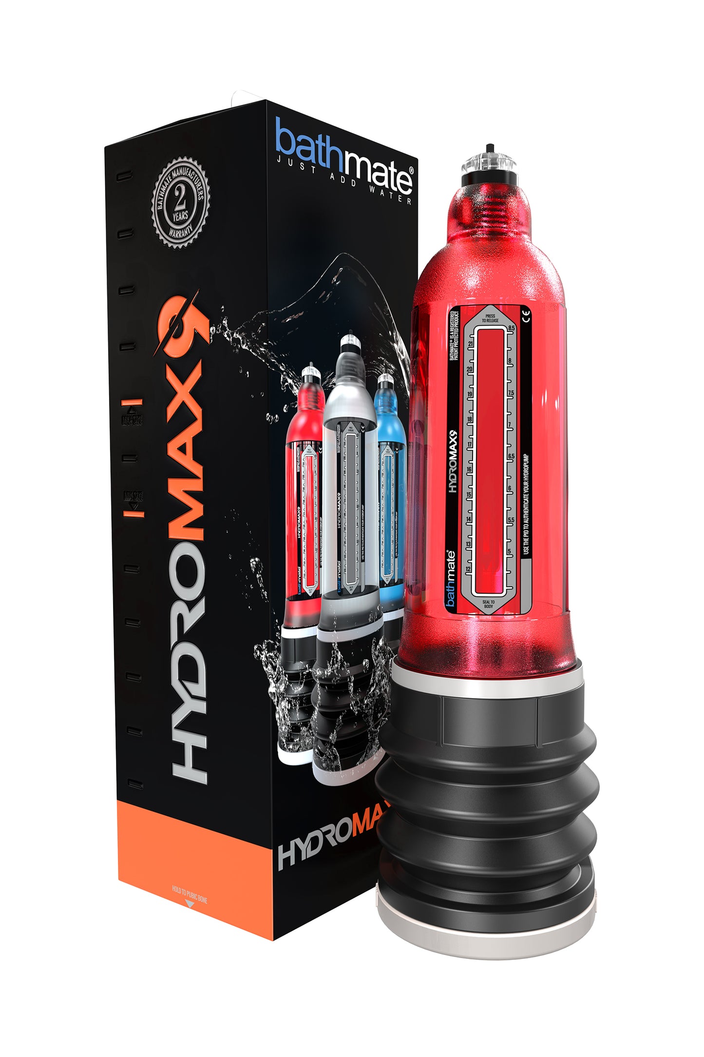Bathmate HYDROMAX9 hidrolik pompa, ABS plastik, kırmızı, 32,5 cm (Hydromax X40 analog)