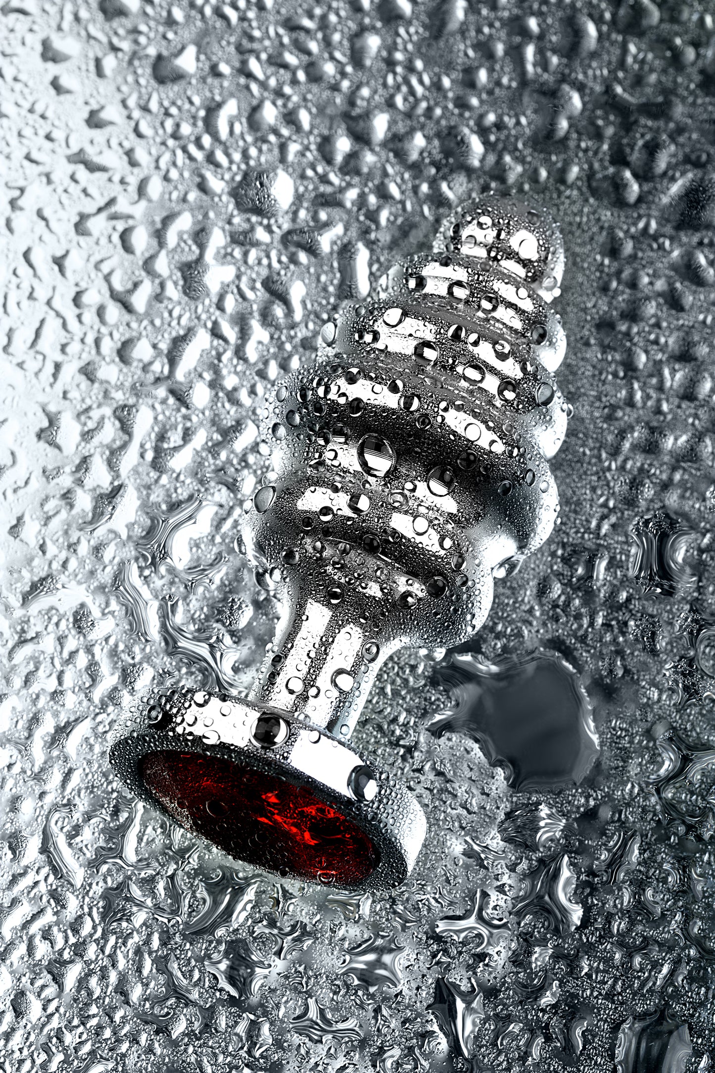 Metal by TOYFA Anal Plug, Metal, gümüş, kırmızı kristalli, 8 cm, Ø 3,5 cm, 95 g