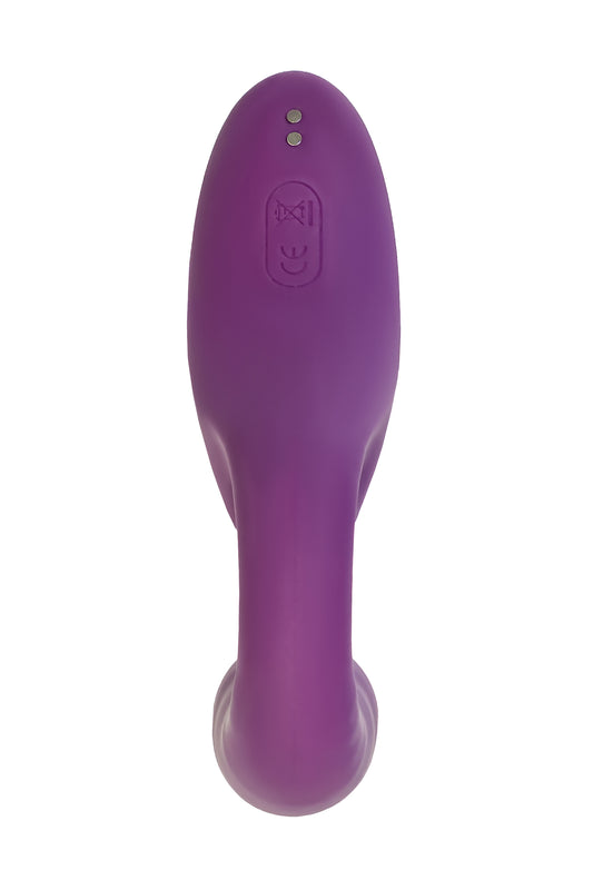 Çift uyarımlı masaj aleti L'Eroina Megam, silikon, mor, 27,5 cm