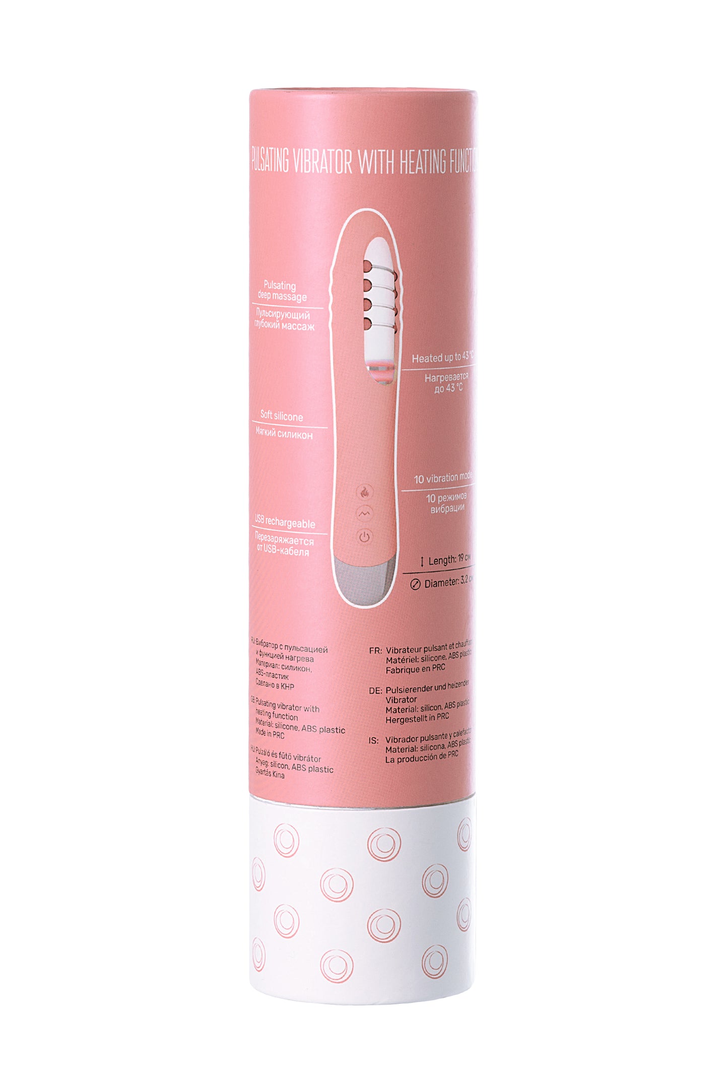 PHYSİCS FAHRENHEİT Titreşimli Toplu Isıtmalı Vibratör, silikon, pembe, 19 cm