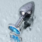 Metal by TOYFA Anal Plug, Metal, gümüş, mavi kristalli, 8 cm, Ø 3,4 cm, 85 g