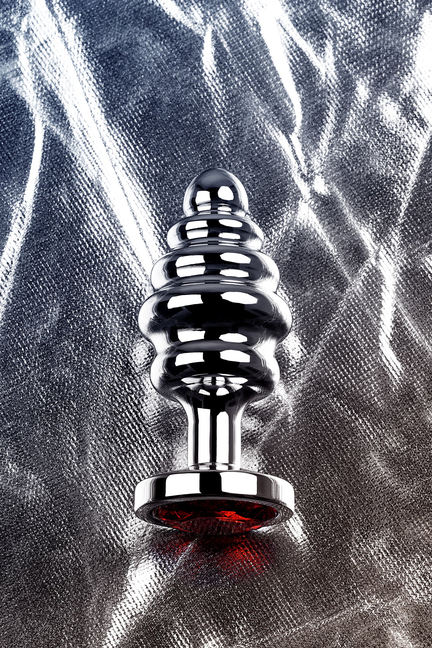 Metal by TOYFA Anal Plug, Metal, gümüş, kırmızı kristalli, 8 cm, Ø 3,5 cm, 95 g