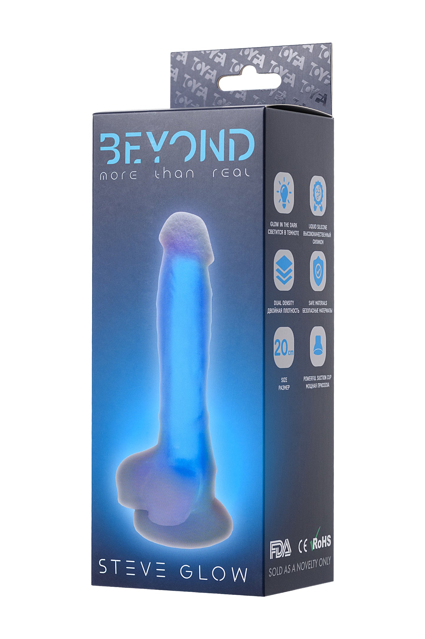 Beyond by Toyfa  Steve Glow Gece Parlayan Dildo, Silikon, Şeffaf, 20 cm