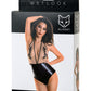 Glossy Kiara Bodysuit Wetlook malzemeden, siyah, L