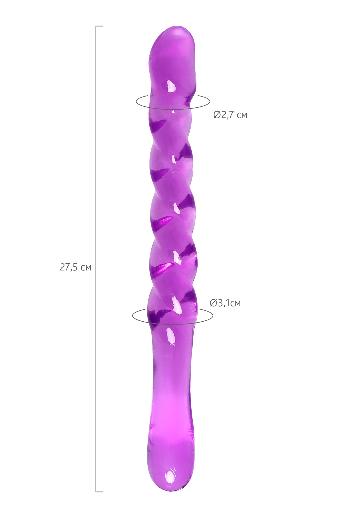 A-Toys by TOYFA Çift taraflı Jel Dildo  Tanza, TPE, mor, 27,5 cm