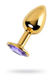 Metal by TOYFA  Anal Plug, Metal, altın, mor kristalli, 7 cm, Ø 2,8 cm, 50 g