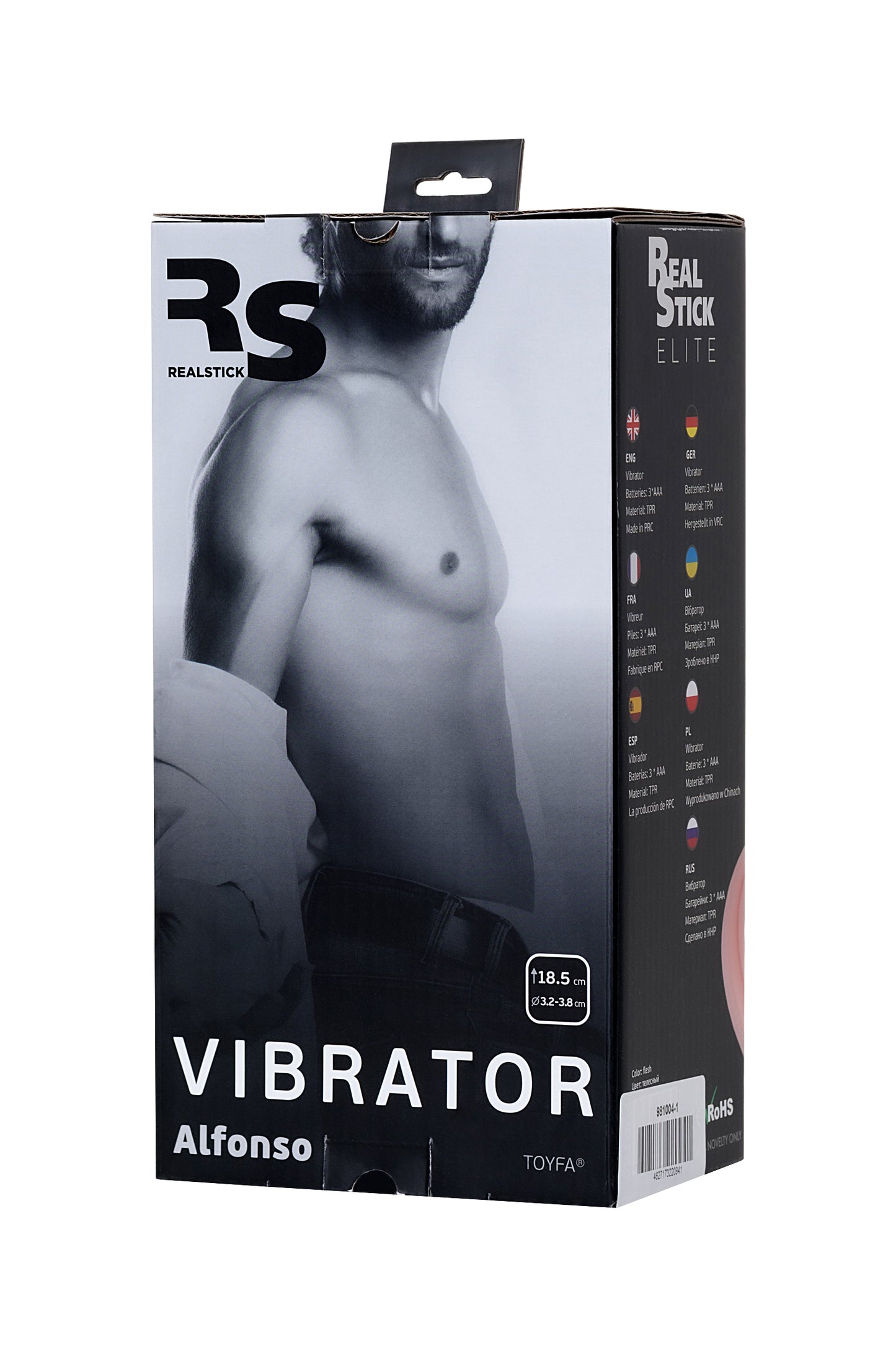 RealStick Elite Alfonso Gerçekçi Vibratör, TPR, Çıplak, 18,5 cm